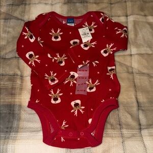 Old Navy Red Reindeer Bodysuit